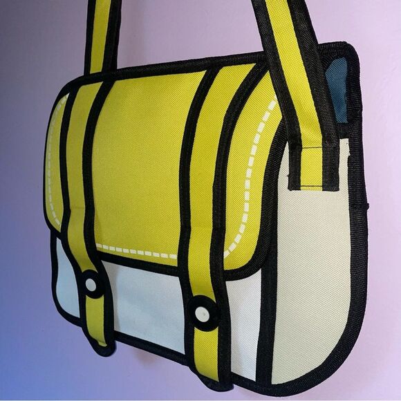 2D Cartoon Style Shoulder Messenger Bag Yellow - Picture 2 of 4